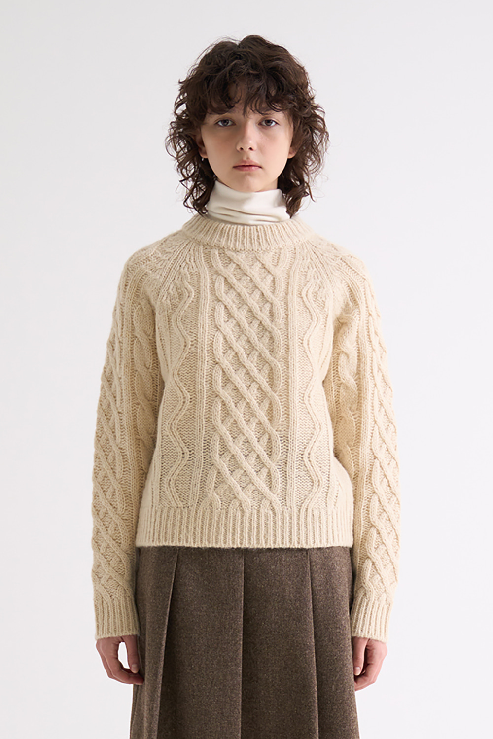 Cable wool knit _ Cream
