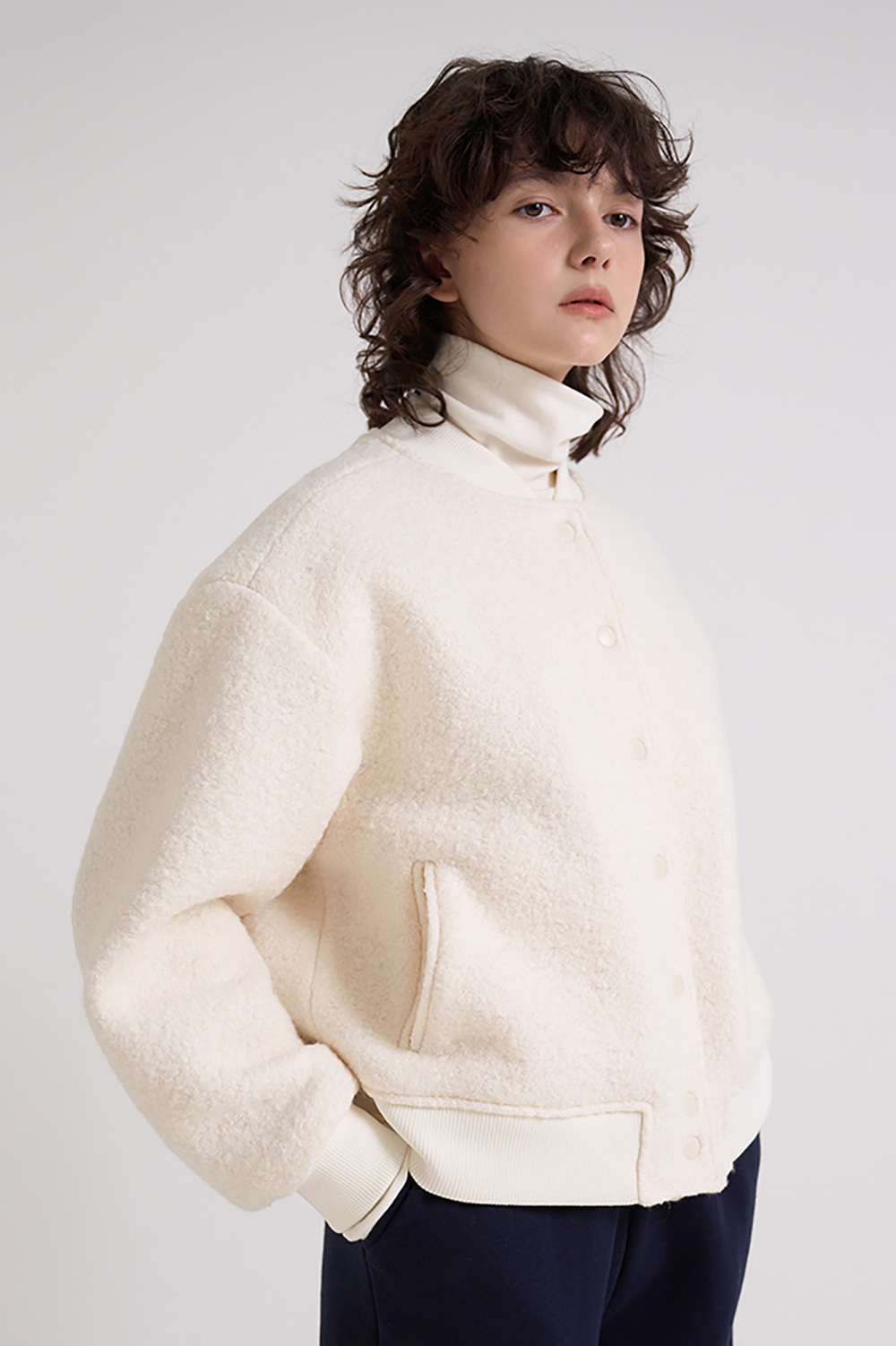 Wool boucle jumper _ White