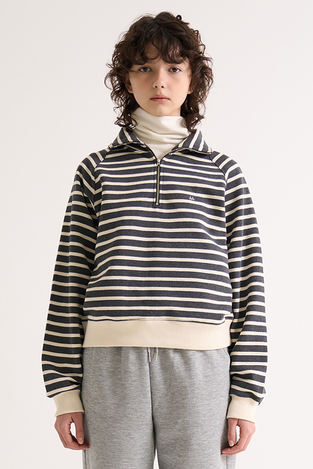 Stripe sweatshirt(기모) _ Charcoal