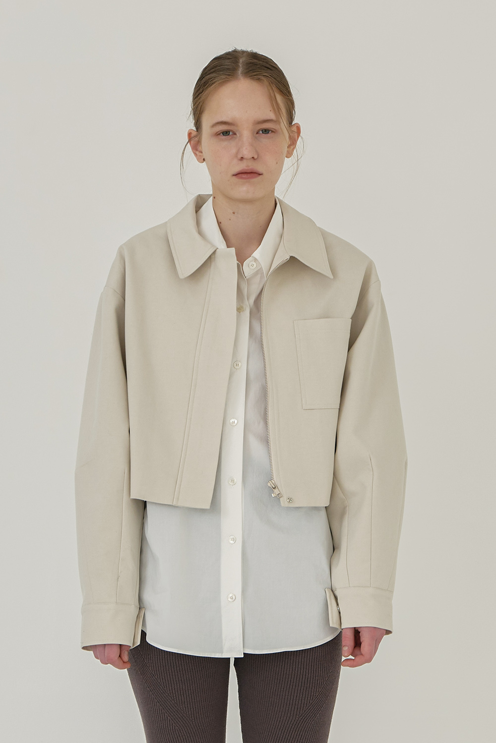 Crop cotton jacket _ beige