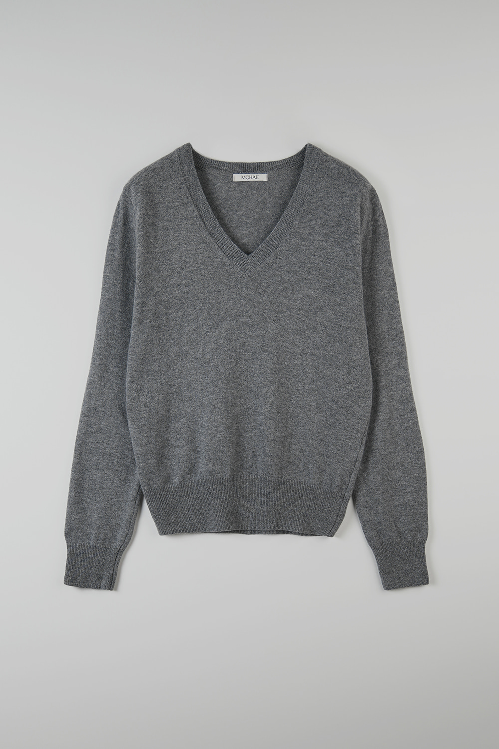Wool V neck knit _ Gray