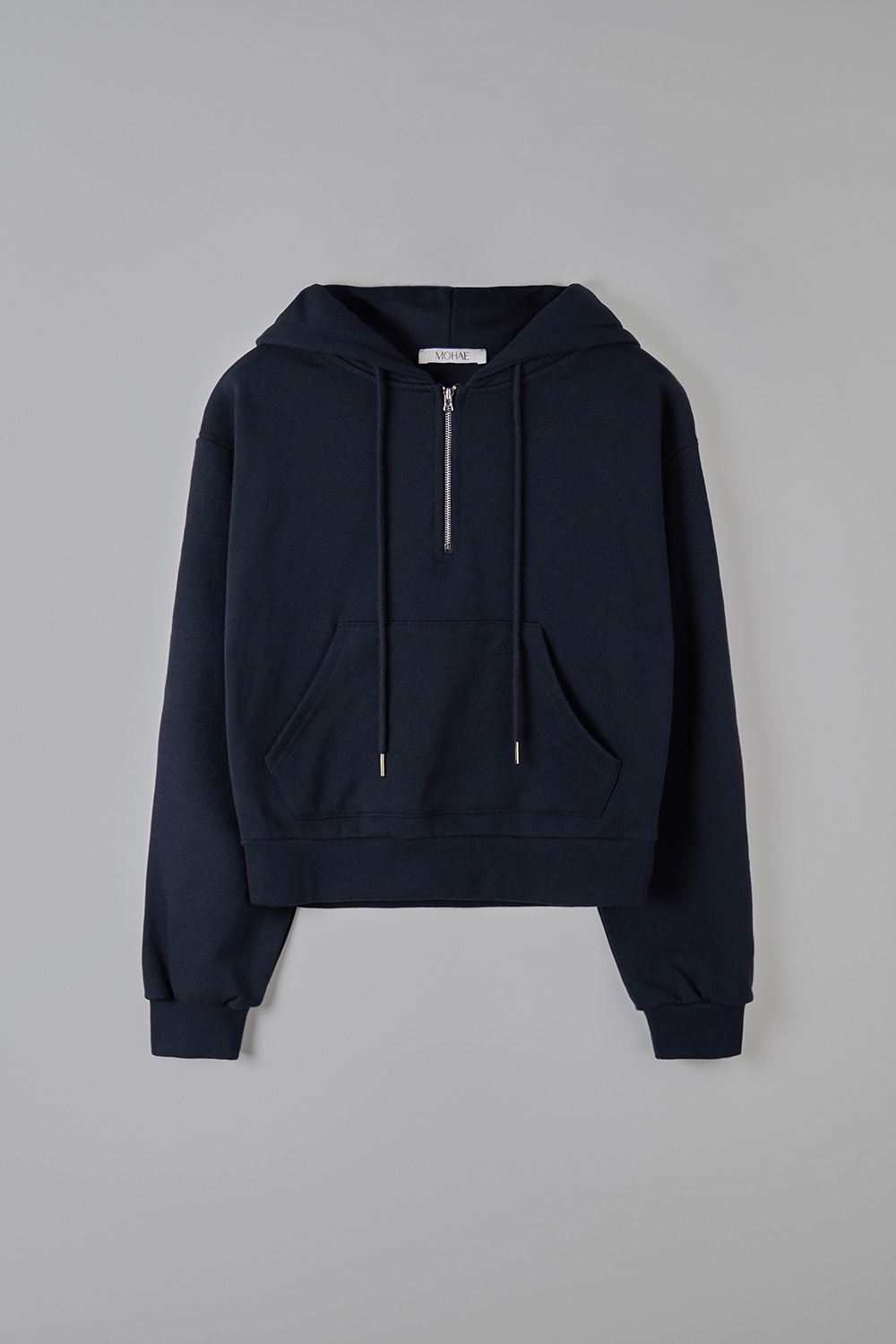Cotton hoodie zip-up _ Navy