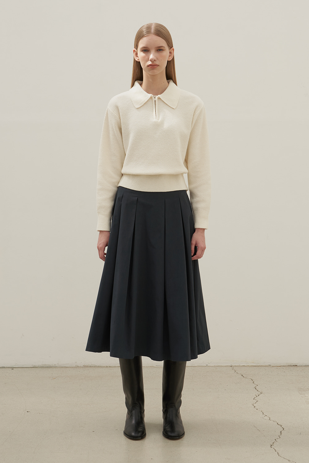 Autumn pleated skirt _ Navy
