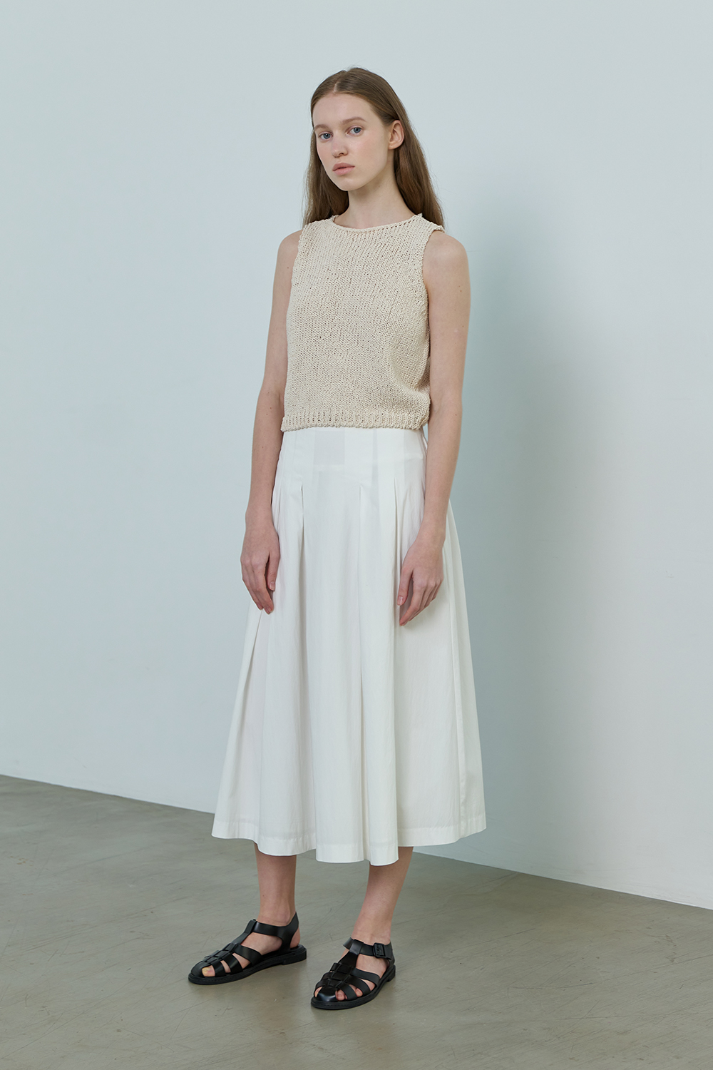 rustle pleated skirt _ (white)