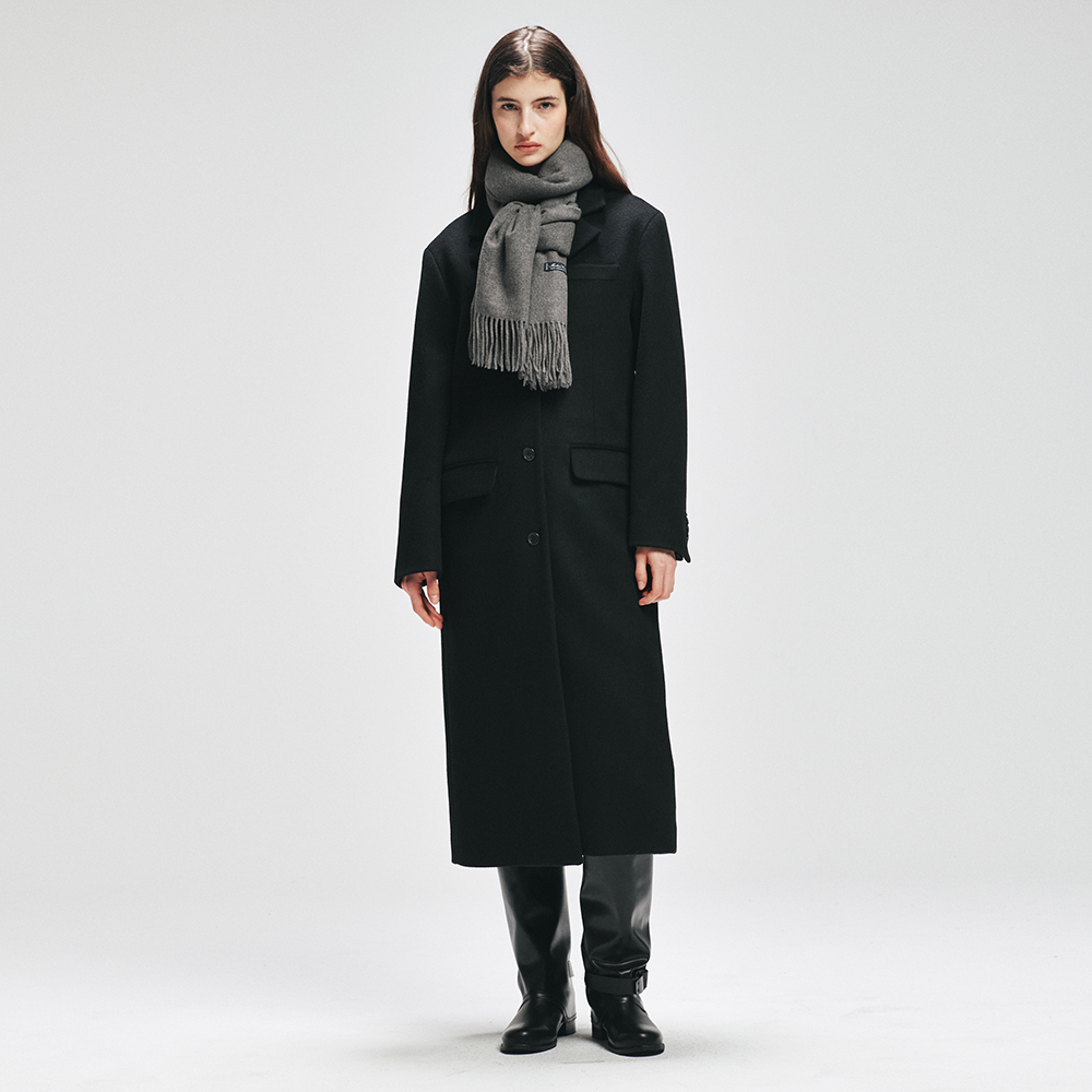 Single wool coat _ black