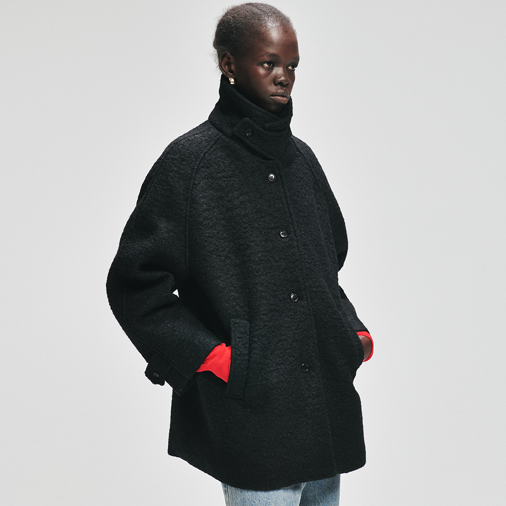 Wool half coat _ black
