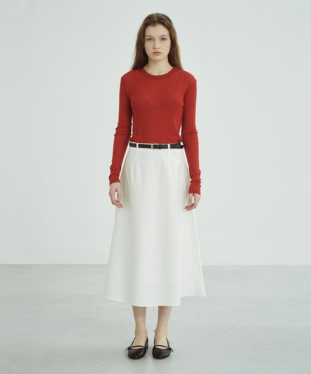 Cotton flare skirt _ white