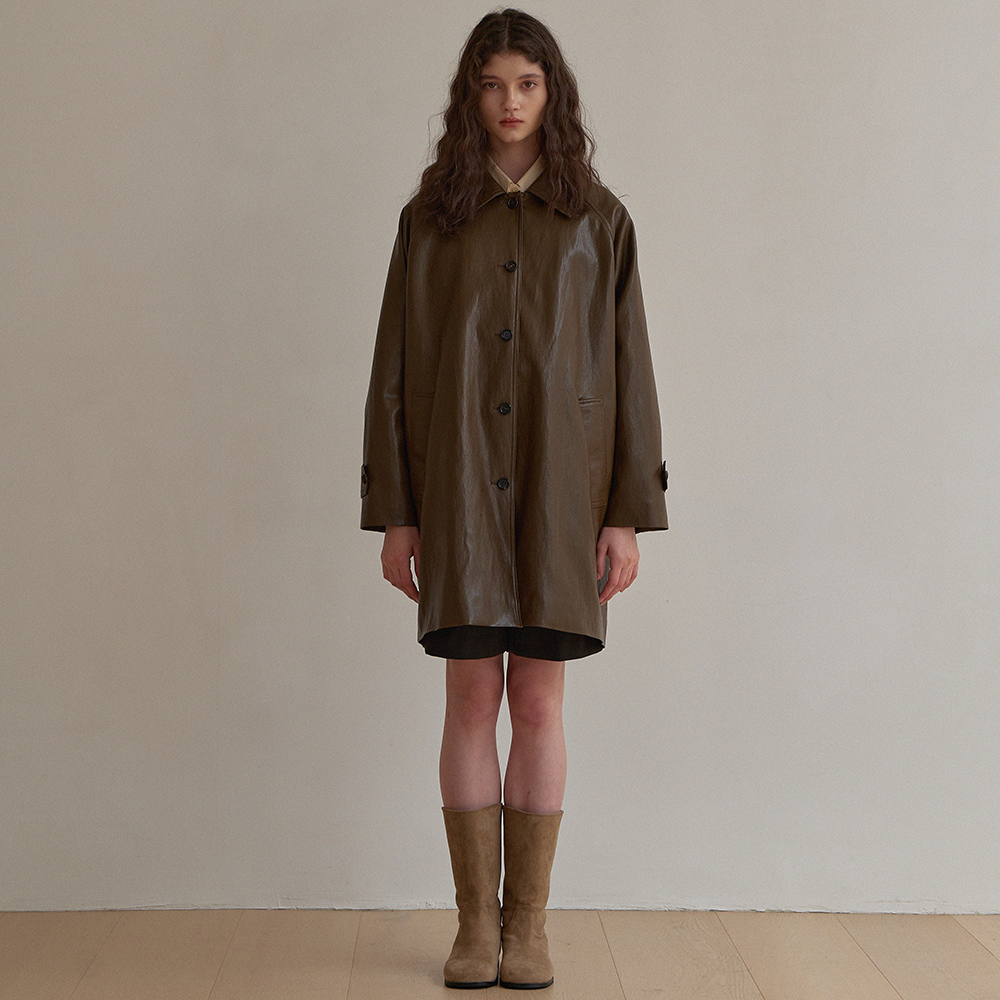 Leather half jacket _ brown