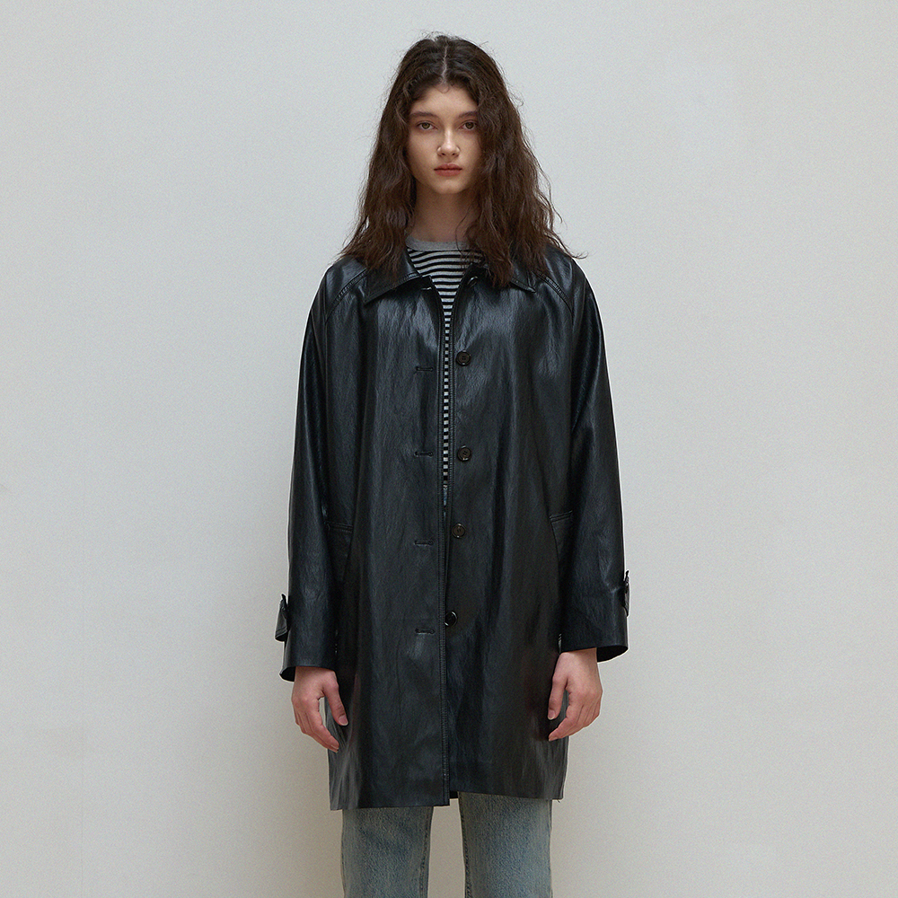 Leather half jacket _ black