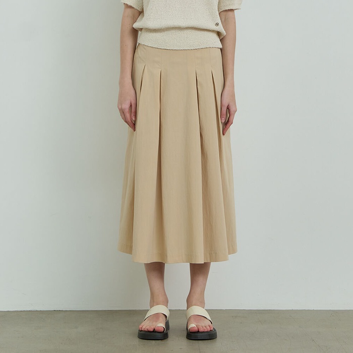rustle pleated skirt _ (beige)